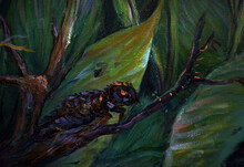 Art Oil Painting   Insects On Leaves , Abstract , Design , Background