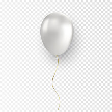 Vector Glossy Realistic White Balloon On Transparent Background