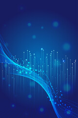 Wall Mural - Luminescent particle trajectories and upward ray Internet technology background