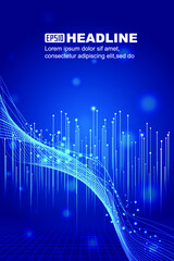 Wall Mural - luminescent particle trajectories and upward ray internet technology background