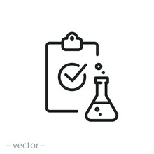 Lab Test Icon, Chemical Certified, Laboratory Clinical Check, Proven Quality Product, ​thin Line Symbol - Editable Stroke Vector Illustration