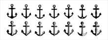 Anchor Icons Set Collection. Assorted Ship Anchors Vector Set. Nautical And Sailing Symbol. Vector Stock Illustration.