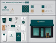 Cafe and showcase brand identity template design set. Vintage style. 