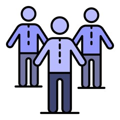 Sticker - Company people team icon. Outline company people team vector icon color flat isolated