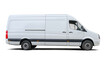 © Soho A studio - White van, side view with blank panels isolated on a white background