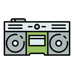 Wall Mural - Boom box icon. Outline boom box vector icon color flat isolated