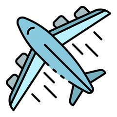 Poster - Airplane delivery icon. Outline airplane delivery vector icon color flat isolated