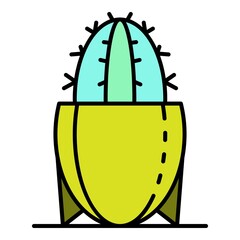Sticker - Cactus icon. Outline cactus vector icon color flat isolated