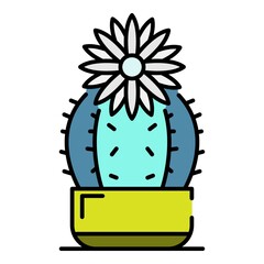 Wall Mural - Flower cactus icon. Outline flower cactus vector icon color flat isolated