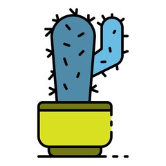 Poster - Cactus plant icon. Outline cactus plant vector icon color flat isolated