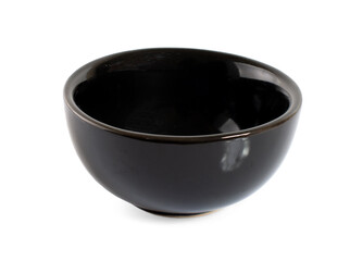 Wall Mural - Empty black ceramic bowl isolated on white background