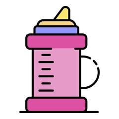 Poster - Plastic sippy cup icon. Outline plastic sippy cup vector icon color flat isolated