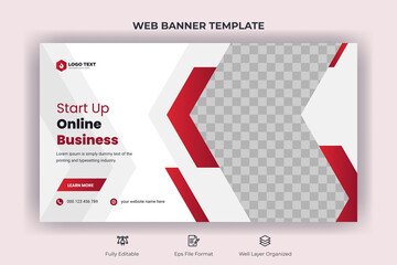 creative corporate social media web banner and youtube thumbnail template | youtube live stream vide