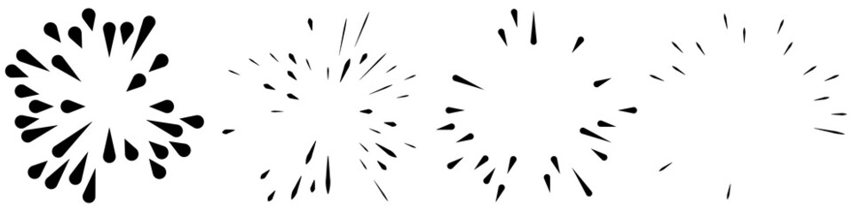 Aufkleber - Radial, radiating lines. Gleam, glitter, flash and flare effect. Starburst, sunburst blast, emission design element