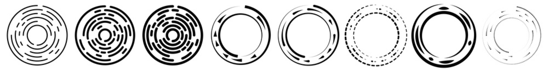 Leinwandbilder - Circular, concentric segmented circles, rings. Abstract geometric circle. Spiral, swirl, twirl. Random rotation circles