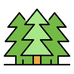 Poster - Fir tree forest icon. Outline fir tree forest vector icon color flat isolated