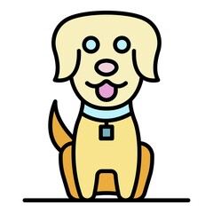 Sticker - Cute dog icon. Outline cute dog vector icon color flat isolated