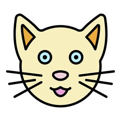 Canvas Print - Cute cat face icon. Outline cute cat face vector icon color flat isolated