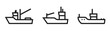 fishing boat line icon set. sea vessel symbols
