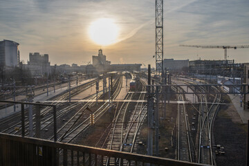 railway bridge in the evening