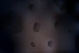Fototapeta Perspektywa 3d - Dark Brown vector background with 3D cubes, cylinders, spheres, rectangles.