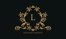 Design Of An Elegant Company Sign, Monogram Template With The Letter L. Logo For Cafe, Bar, Restaurant, Invitation, Wedding.