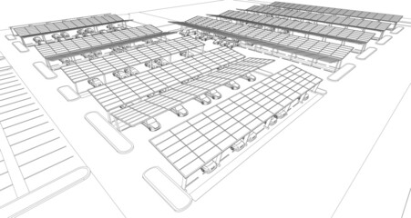 3D illustration of parking project