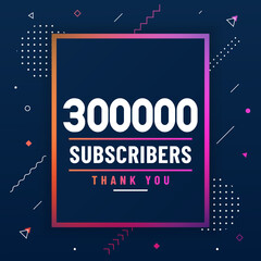 Thank you 300000 subscribers, 300K subscribers celebration modern colorful design.