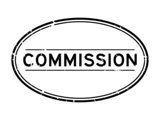 Poster - Grunge black commission word oval rubber seal stamp on white background