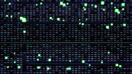 Leinwandbilder - Digital Sampling Text Big Data Flowing Technology Information. HUD Futuristic Cyber Code Box Sampling Simulation Illustration Background.