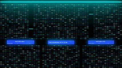Leinwandbilder - Technology Digital Binary Number Data Sampling Selection. HUD Scifi Glow Botton Status Identification System Illustration