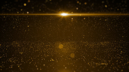 Aufkleber - Abstract Gold Particle Flickering Illustration in Horizontal Flare Infinity Universe Background	