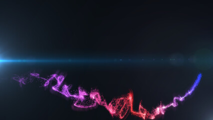 Poster - Particle Trails Swirl Element Flying Wave Structure on Flickering Flare IllustrationBackground