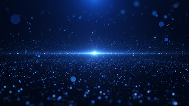 abstract blue particle futuristic floating in universe horizontal flare cyan light effect illustrati