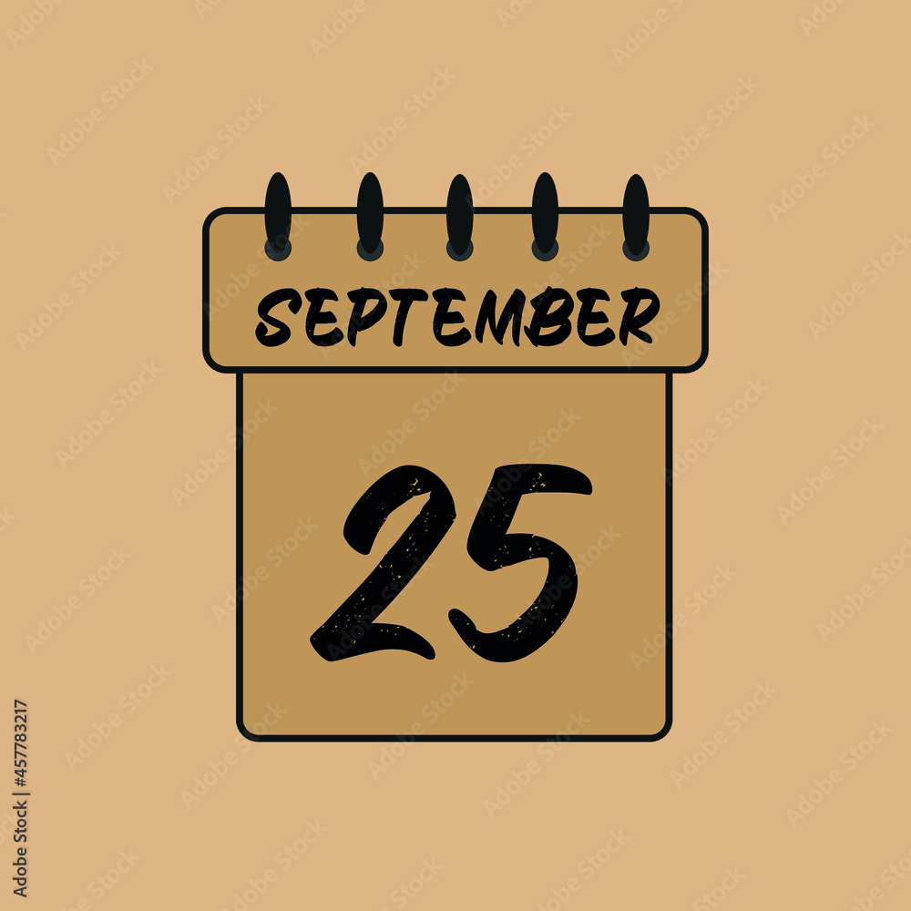 Icon page calendar day 25 September. 25th days of the month, vector ...