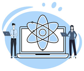 Wall Mural - web development.application development and testing.people on the background of a laptop.flat vector