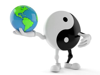 Wall Mural - Jing Jang character holding world globe