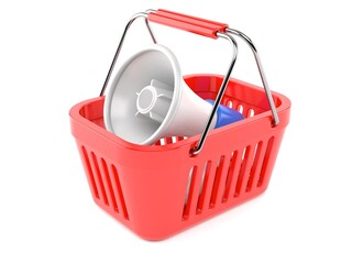 Canvas Print - Megaphone inside shopping basket