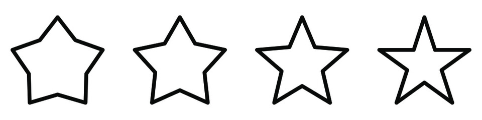 Wall Mural - star icon. set of linear stars of different shape. black stars in flat design. vector illustration.