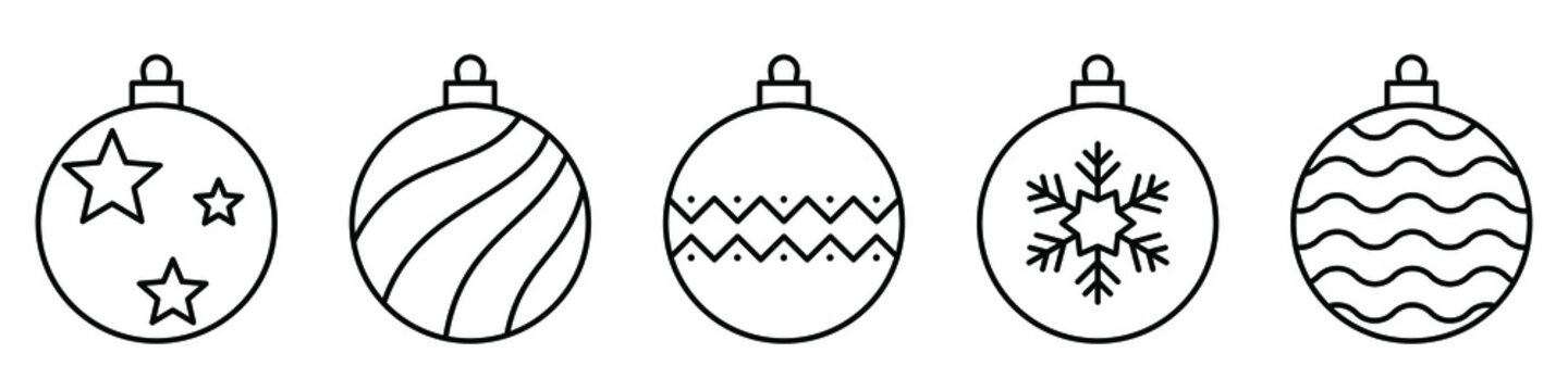 christmas ball icon. set of christmas balls. christmas ball icons in flat linear design. vector illu