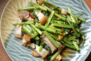 Poster - Stir Fried Morning Glory with Crispy Pork