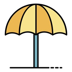 Canvas Print - Sun beach umbrella icon. Outline sun beach umbrella vector icon color flat isolated