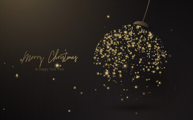 Poster - Christmas background. Abstract partical stars in Christmas ball shape. Luxury background. Vector illustration