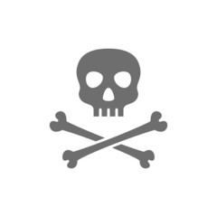 Canvas Print - Pirate skull with crossbones grey icon. Isolated on white background