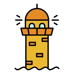 Sticker - Lighthouse icon. Outline lighthouse vector icon color flat isolated
