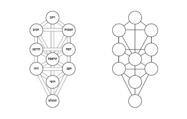 Kabbalah vector symbol isolated. Sacred geometry and tree of sefirot illustration