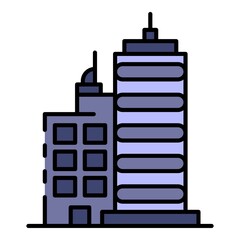 Wall Mural - City buildings icon. Outline city buildings vector icon color flat isolated