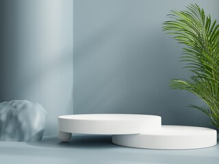 Wall Mural - White podium mockup display with for product presentation.