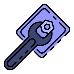 Poster - Key tool icon. Outline key tool vector icon color flat isolated