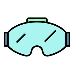 Sticker - Game goggles icon. Outline game goggles vector icon color flat isolated